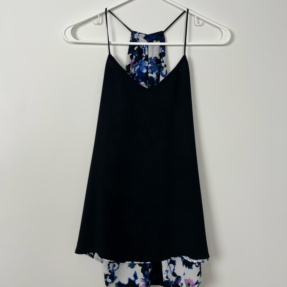 Express Black and Floral Reversible Tank Top Womens Extra Small